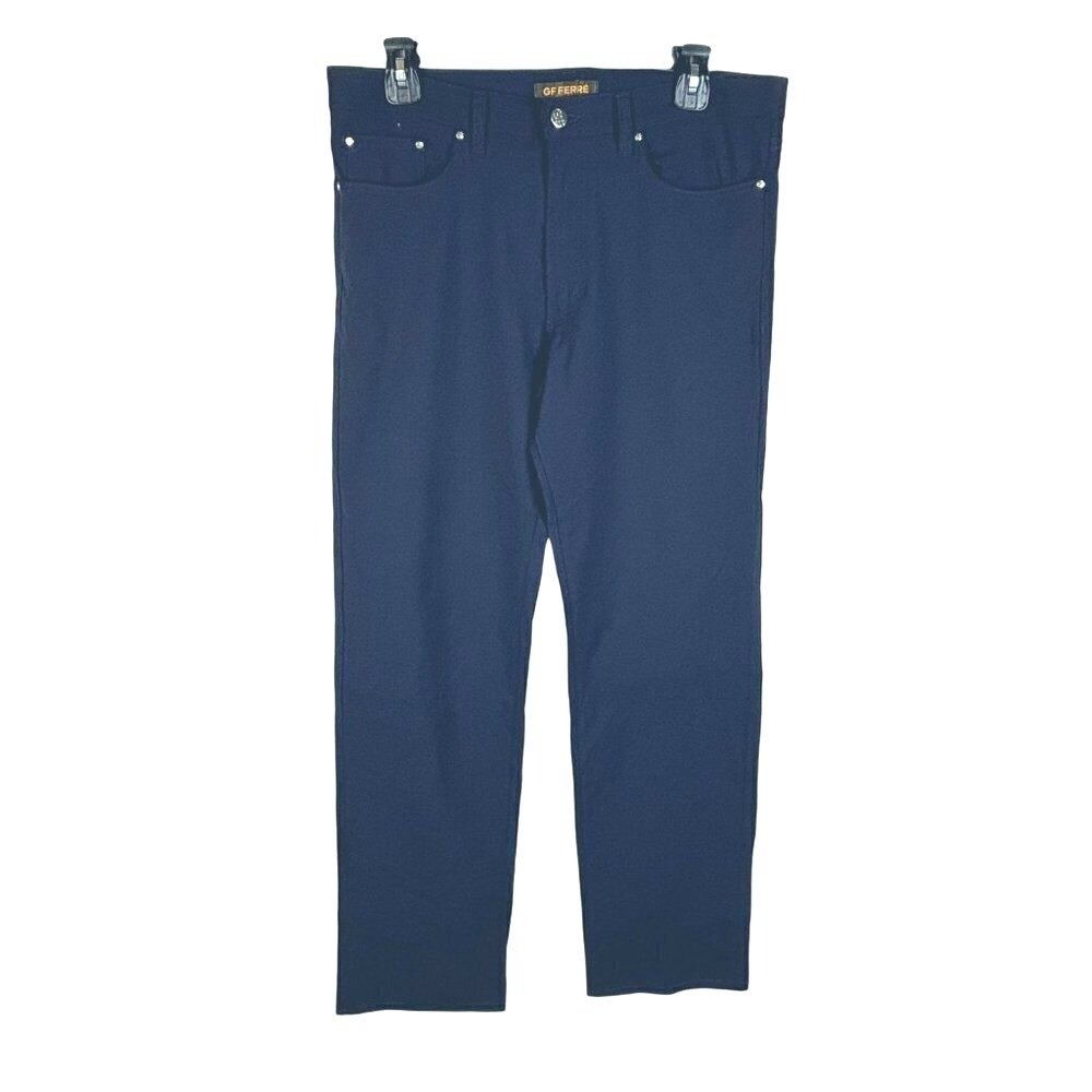 Gianfranco GF Ferre Mens Ittierre Navy Nylon Stretch Pants Sz 34 X 32 Golf Italy